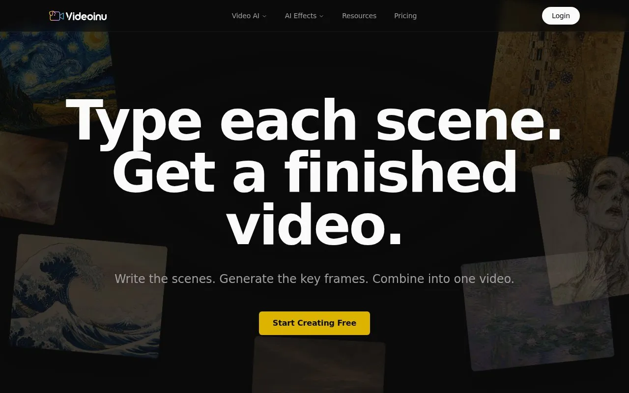 Videoinu homepage screenshot