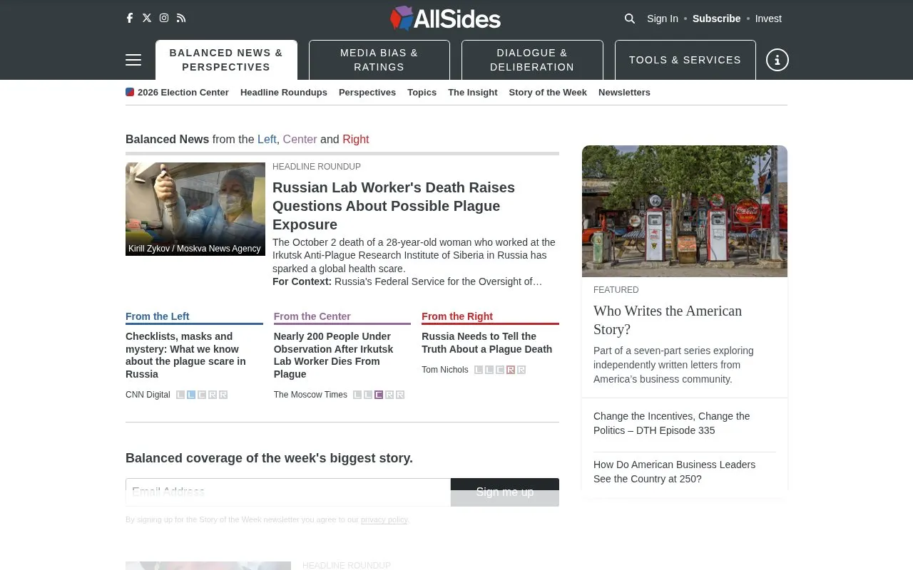 AllSides homepage screenshot
