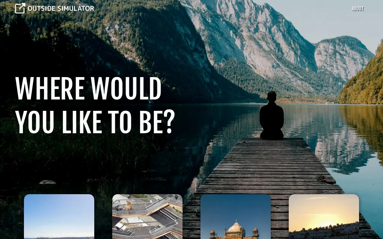 Outside Simulator homepage screenshot
