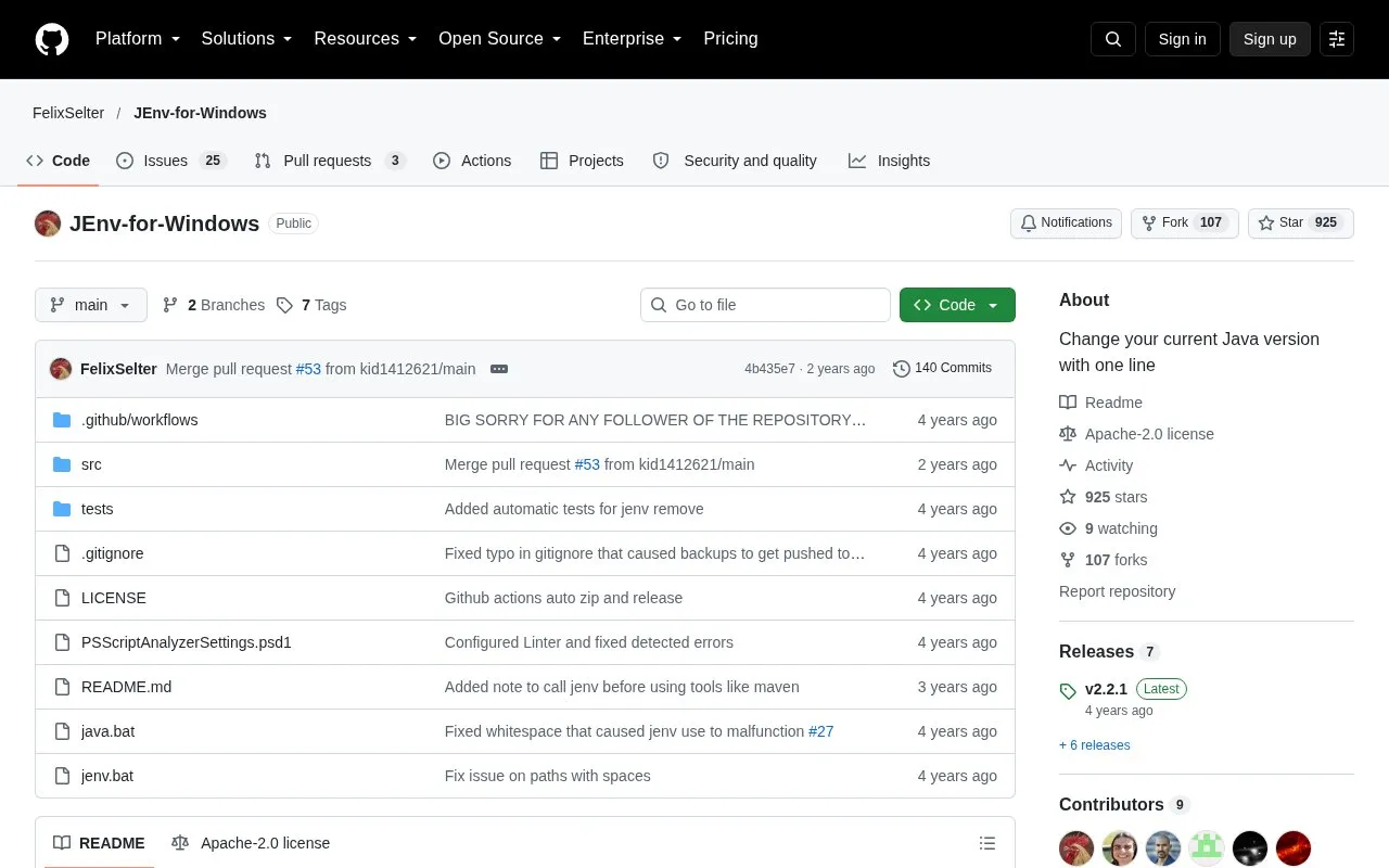 JEnv For Windows homepage screenshot