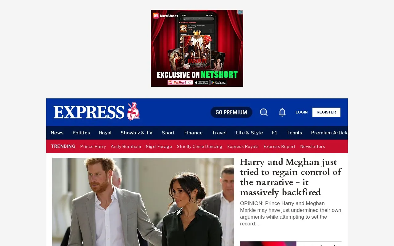 Daily Express homepage screenshot