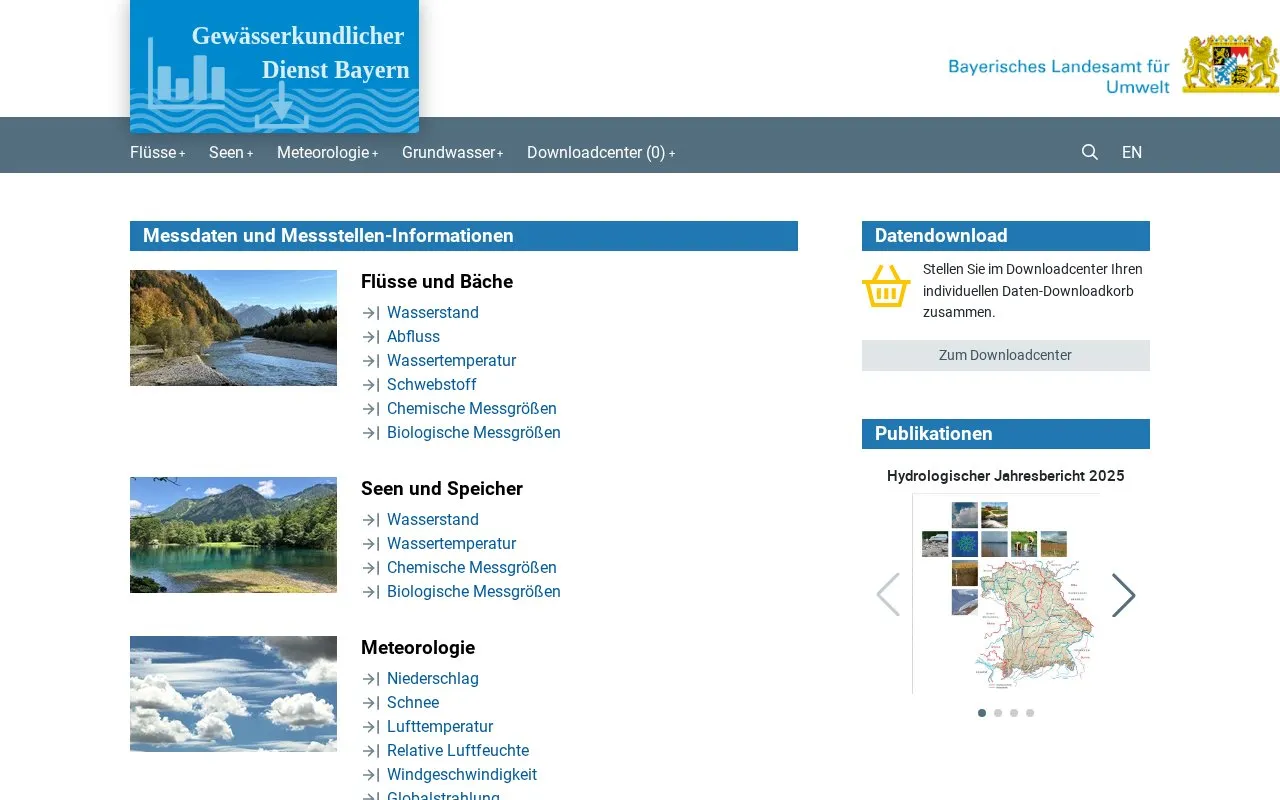 Hydrological Services Bavaria homepage screenshot