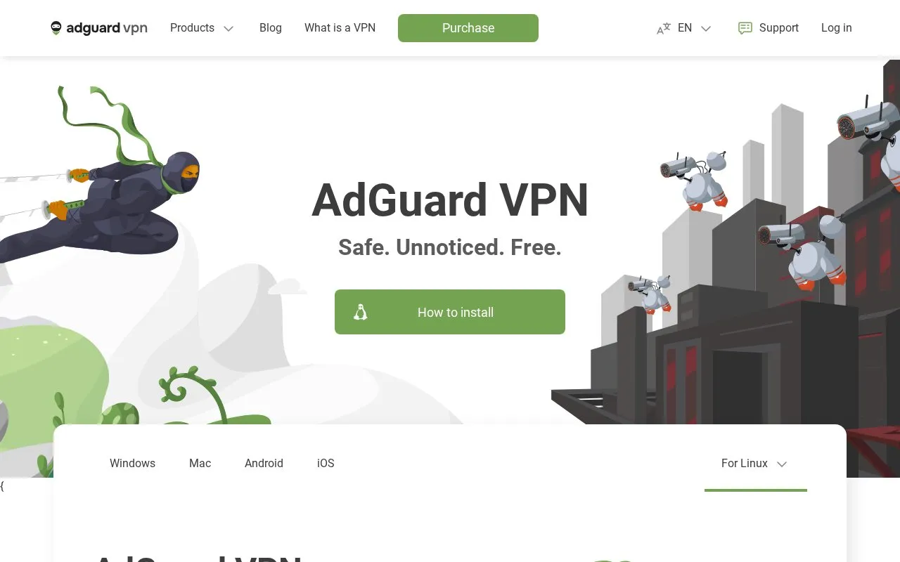 AdGuard VPN homepage screenshot