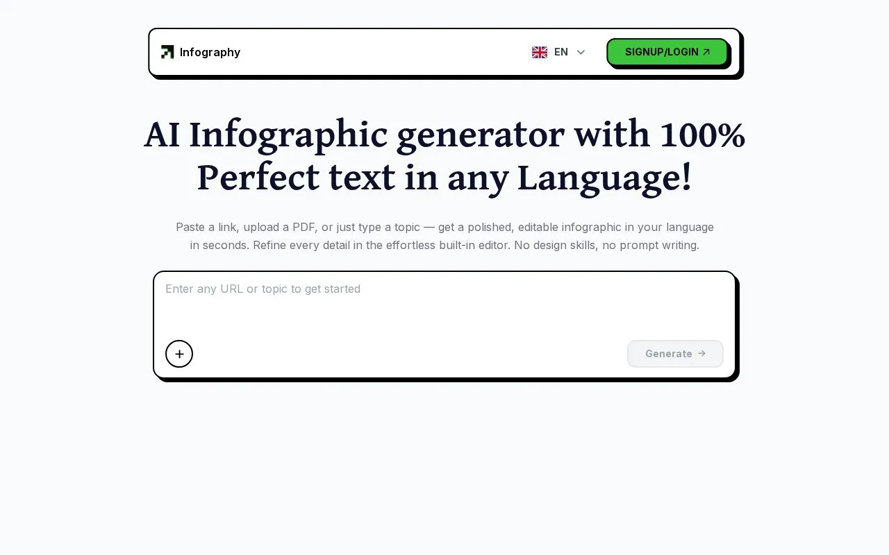 Infography homepage screenshot