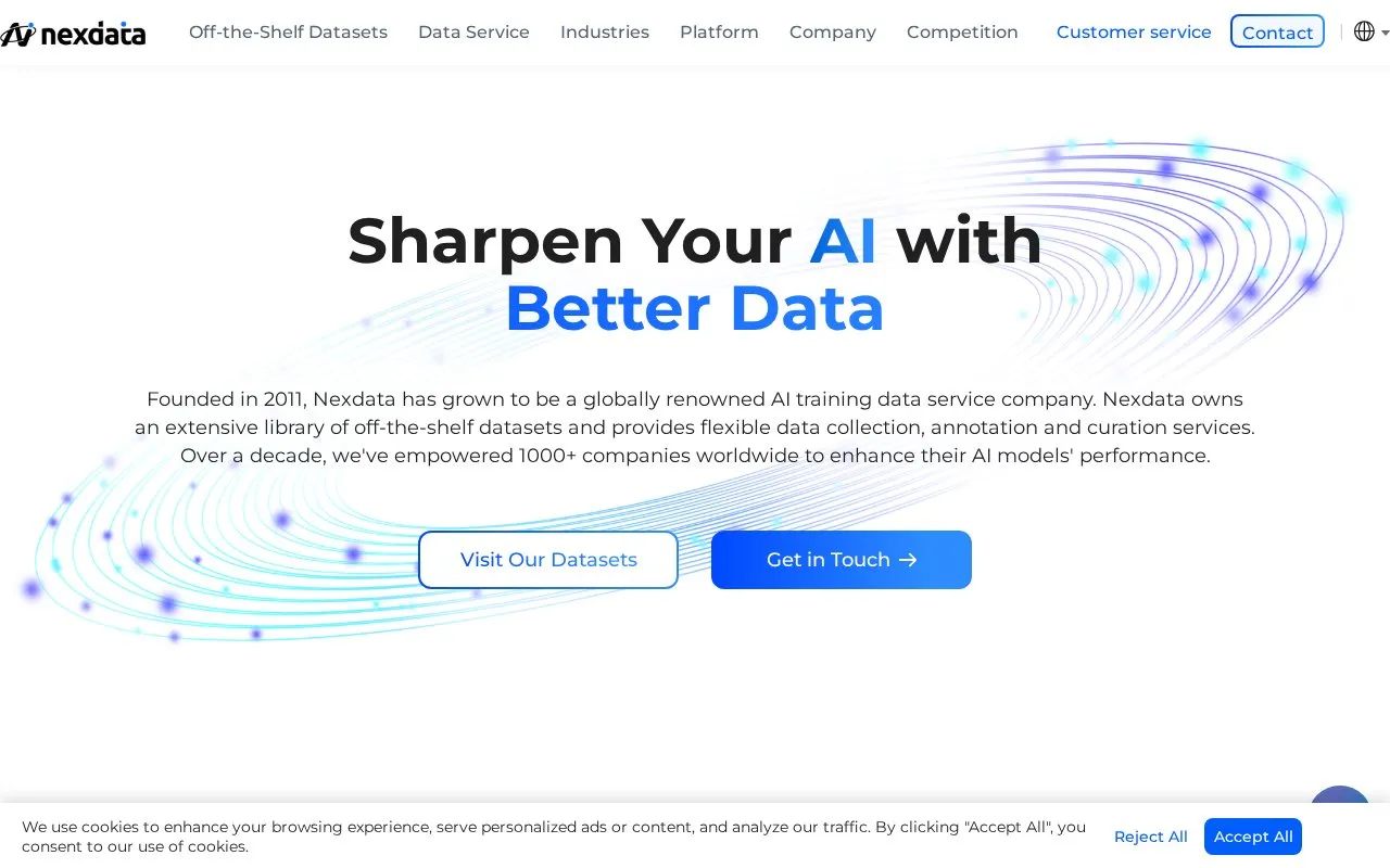 Nexdata homepage screenshot