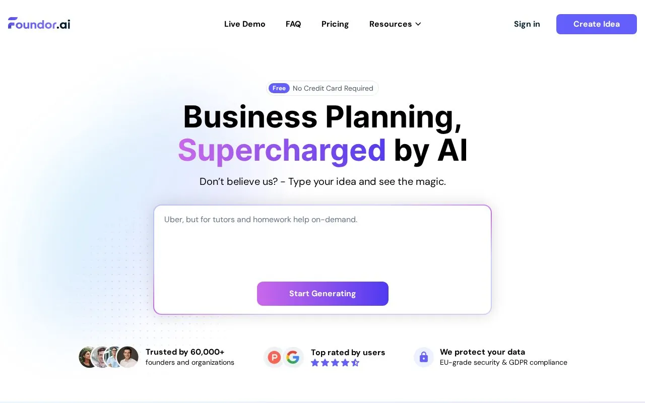 Foundor.ai homepage screenshot
