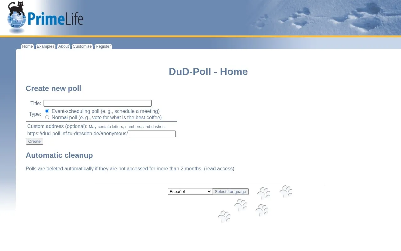 dudle homepage screenshot