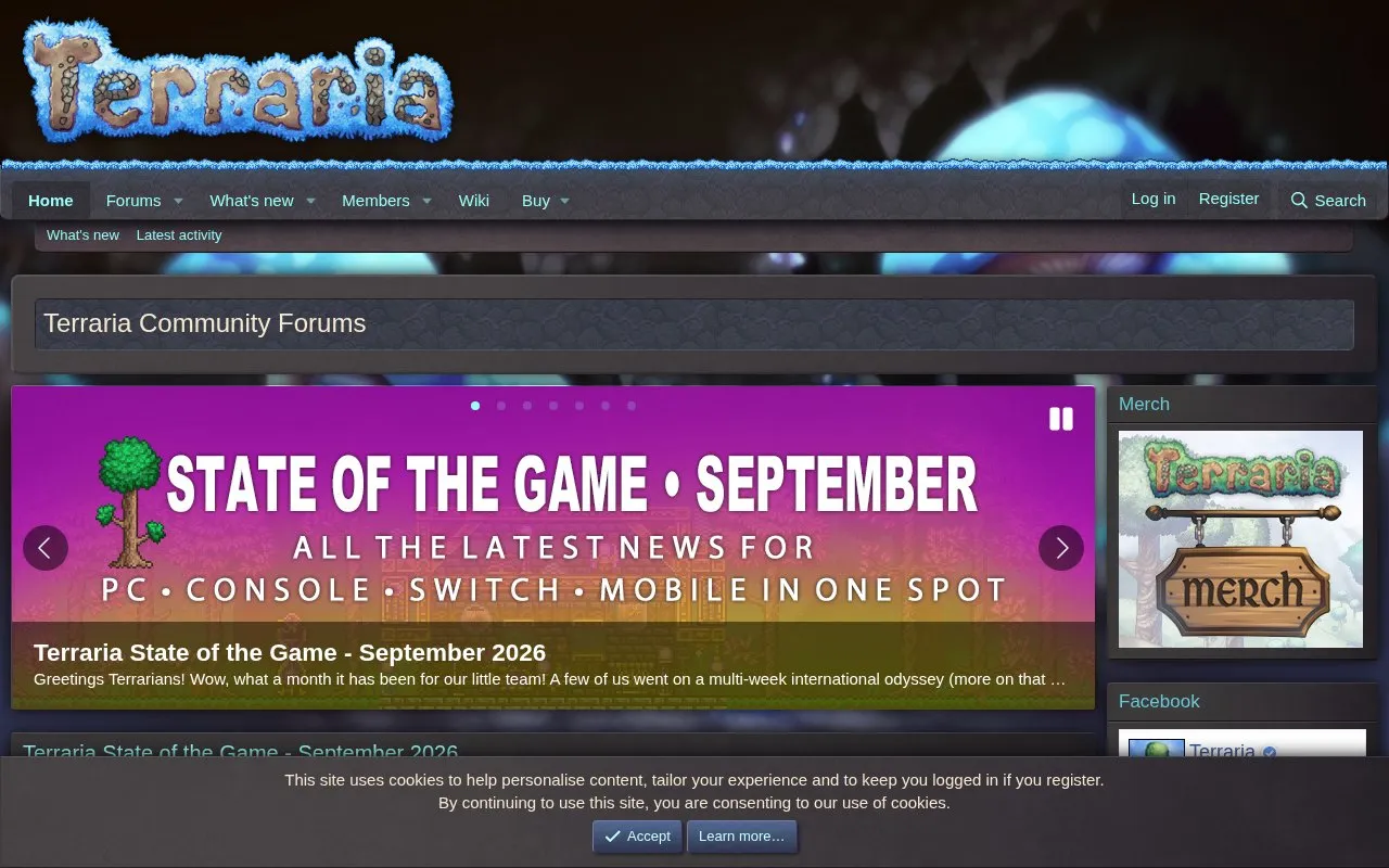 Terraria Forum homepage screenshot
