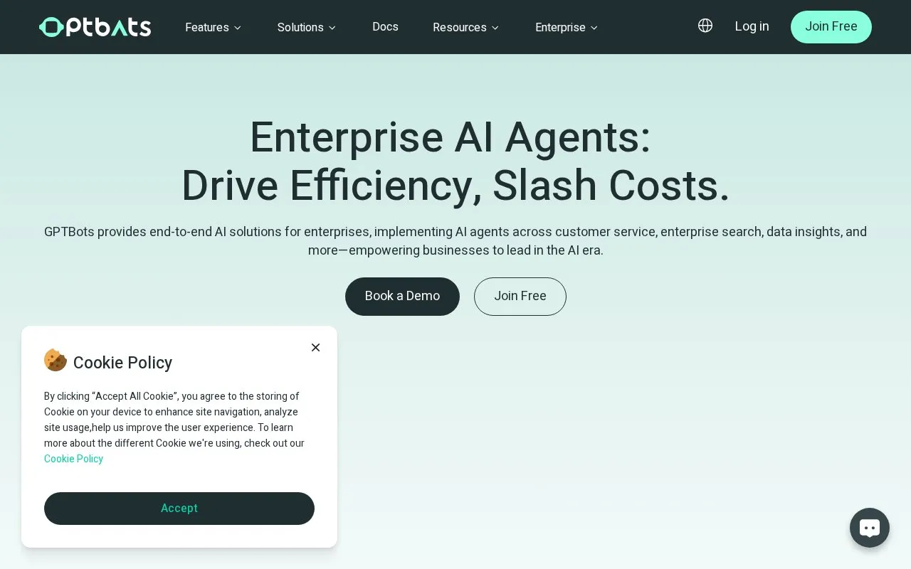 GPTBots.ai homepage screenshot