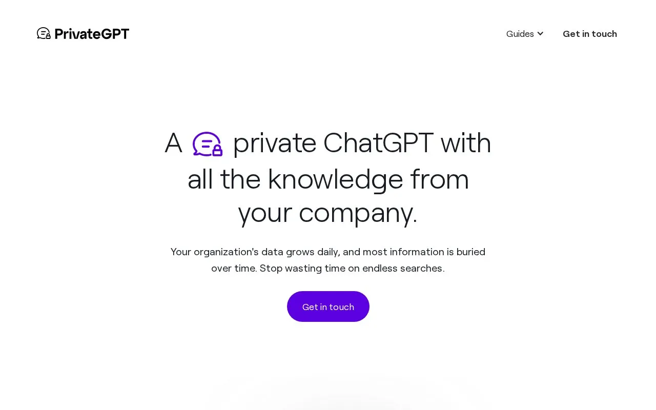 Private GPT homepage screenshot