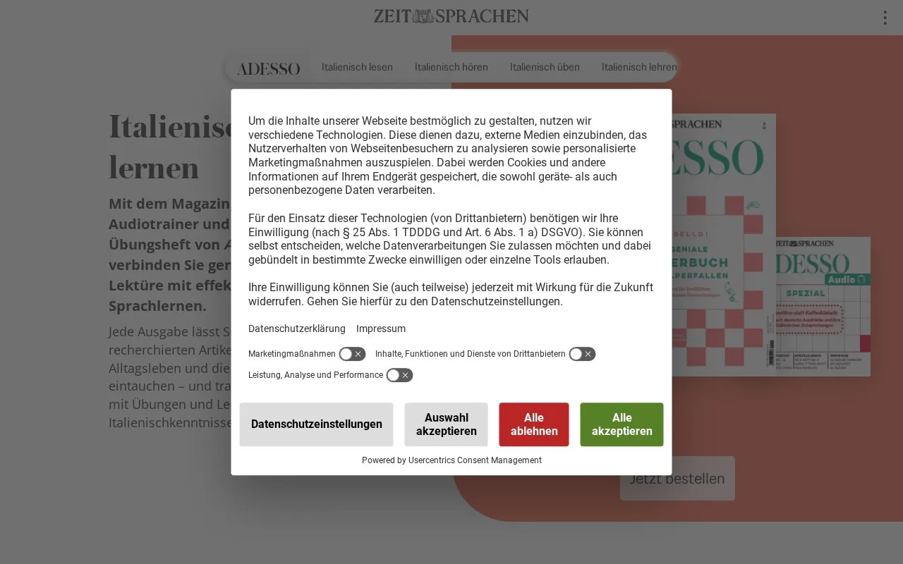 Adesso homepage screenshot