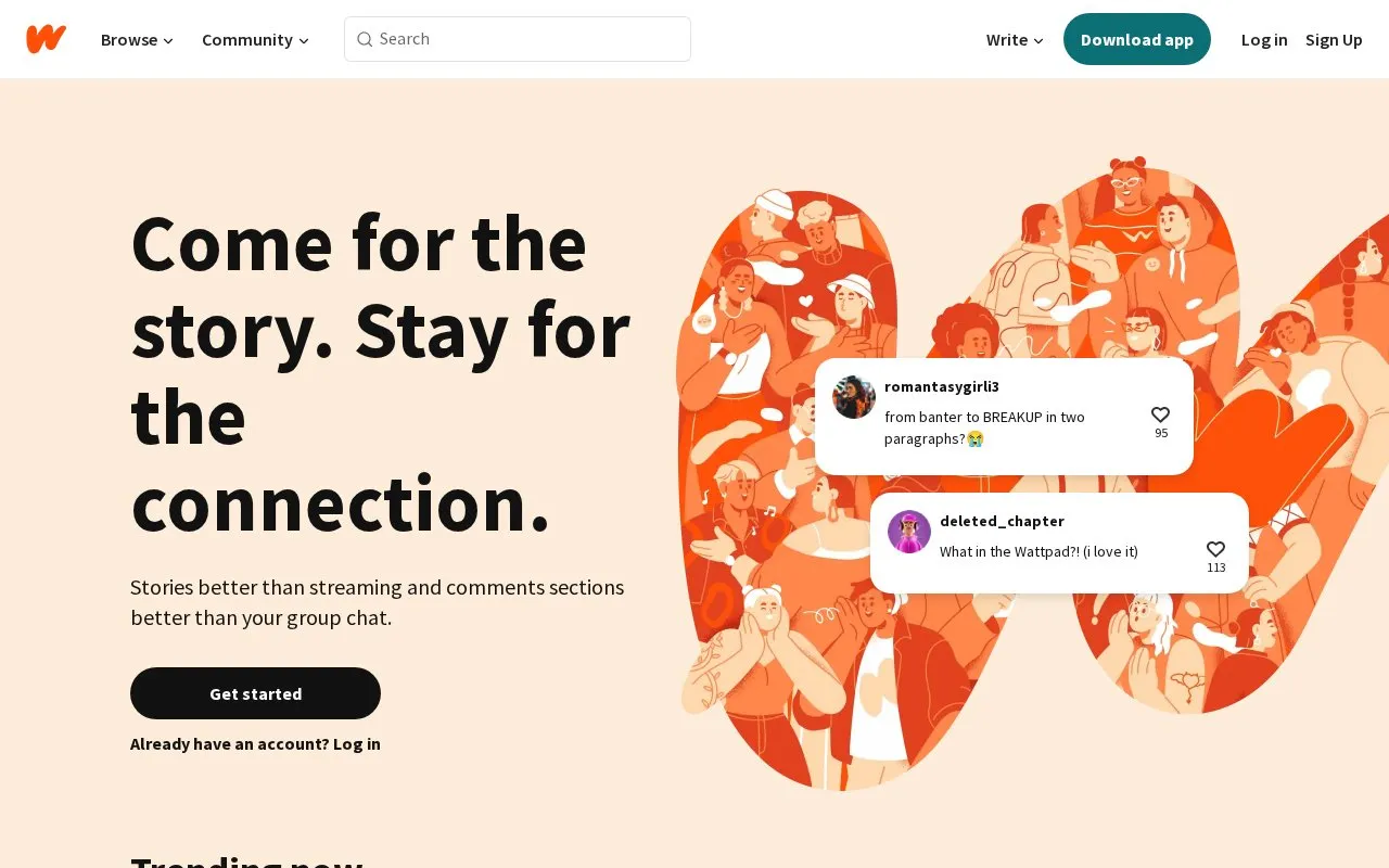Wattpad homepage screenshot