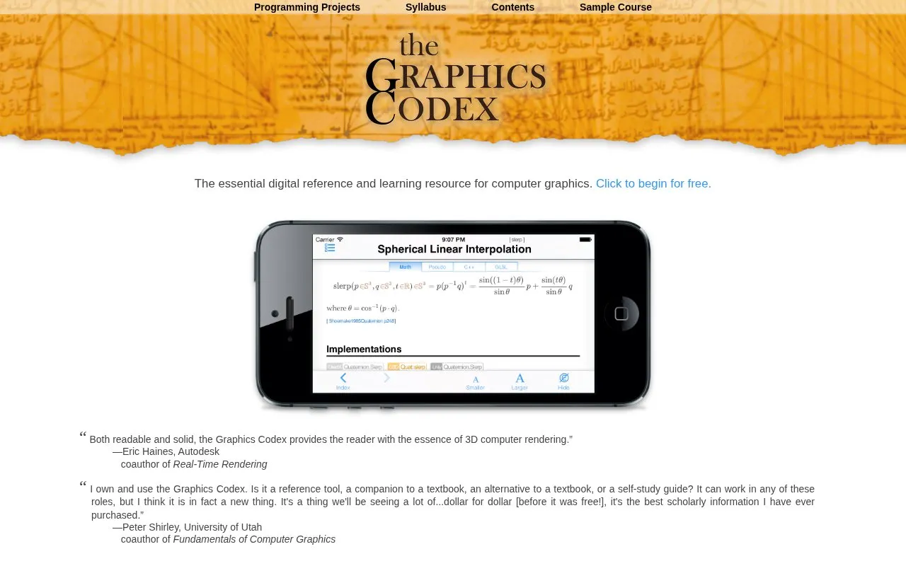 GraphicsCodex homepage screenshot