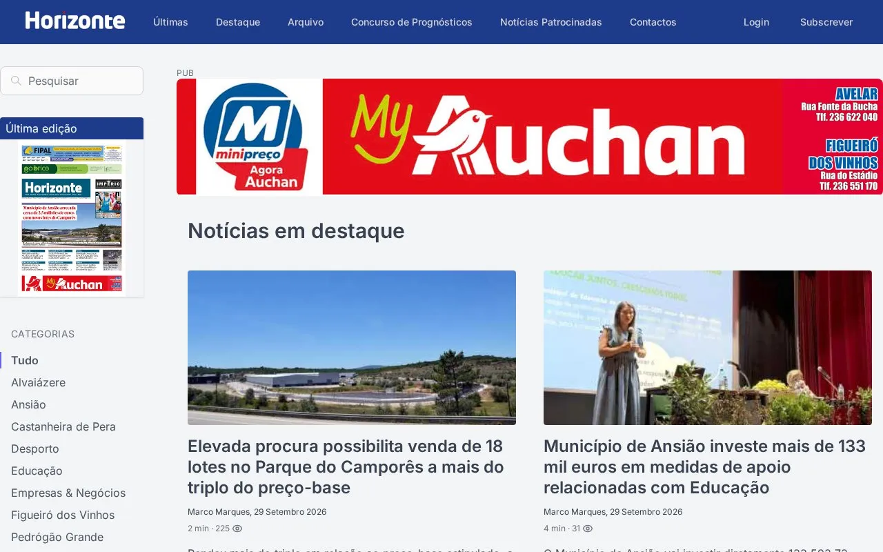 Jornal Horizonte homepage screenshot