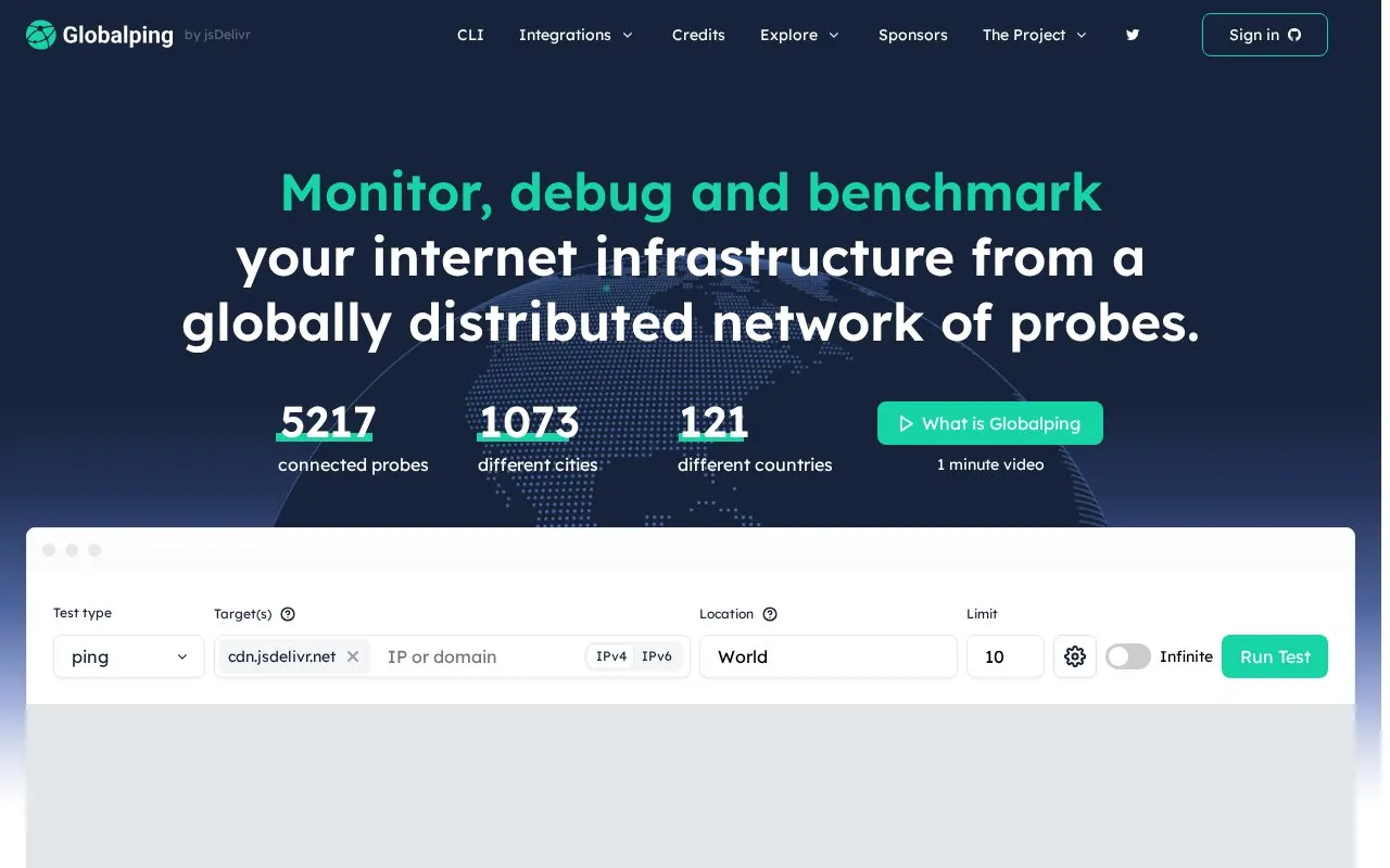 Globalping homepage screenshot