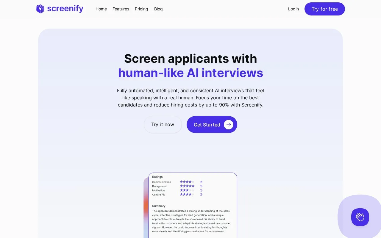 Screenify homepage screenshot