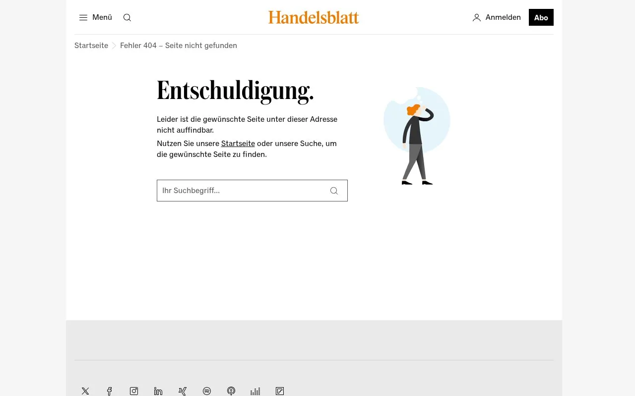 Handelsblatt homepage screenshot