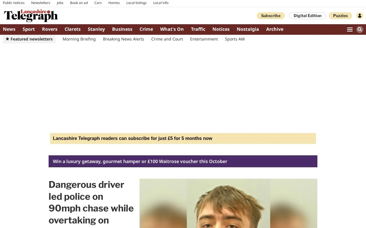 Lancashire Telegraph homepage screenshot