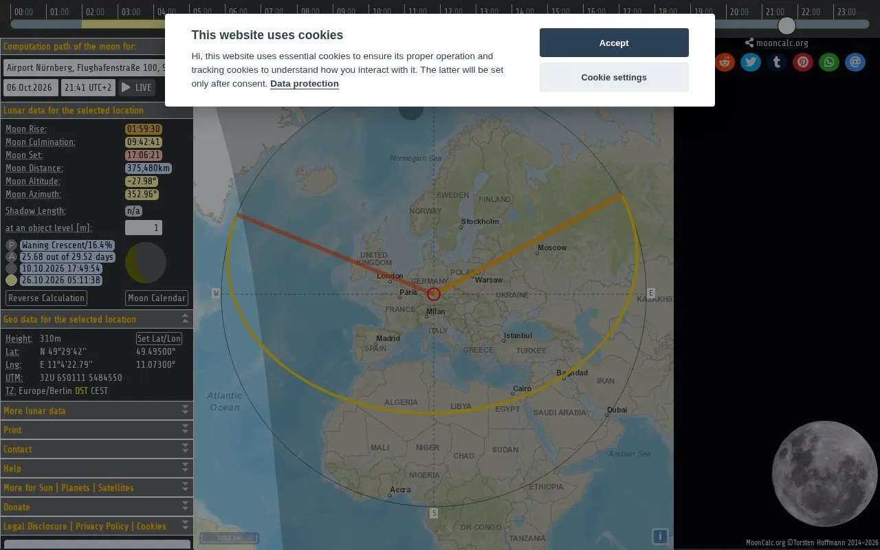 MoonCalc homepage screenshot