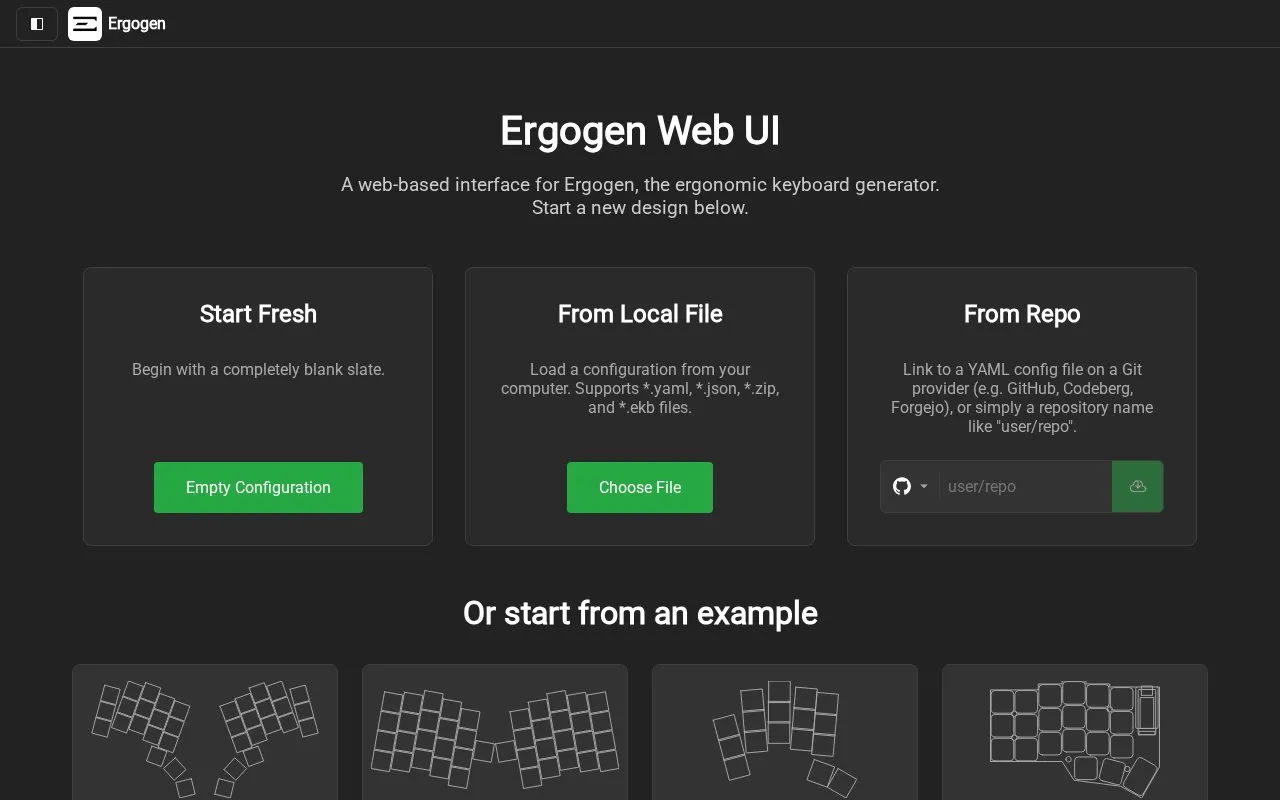 Ergogen homepage screenshot