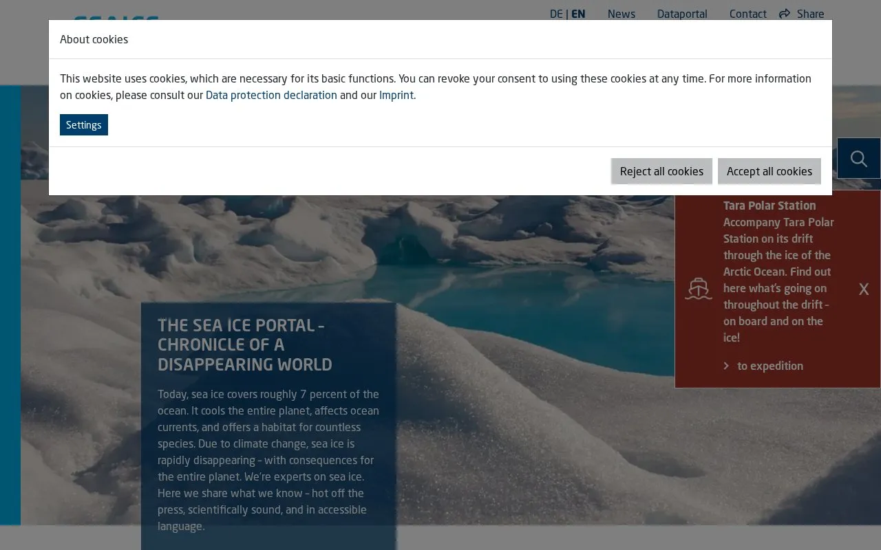 Meereis Portal homepage screenshot