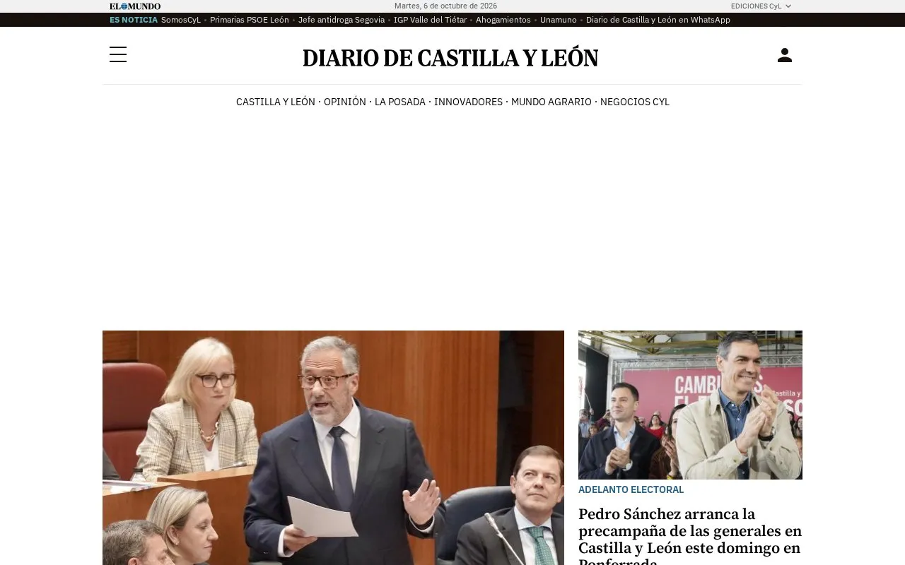 Diario de Castilla y León homepage screenshot