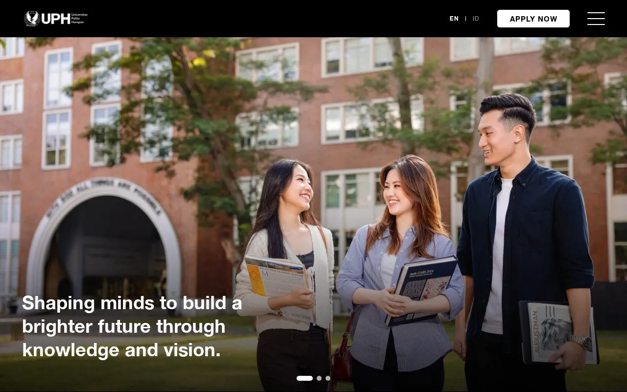 Pelita Harapan University homepage screenshot