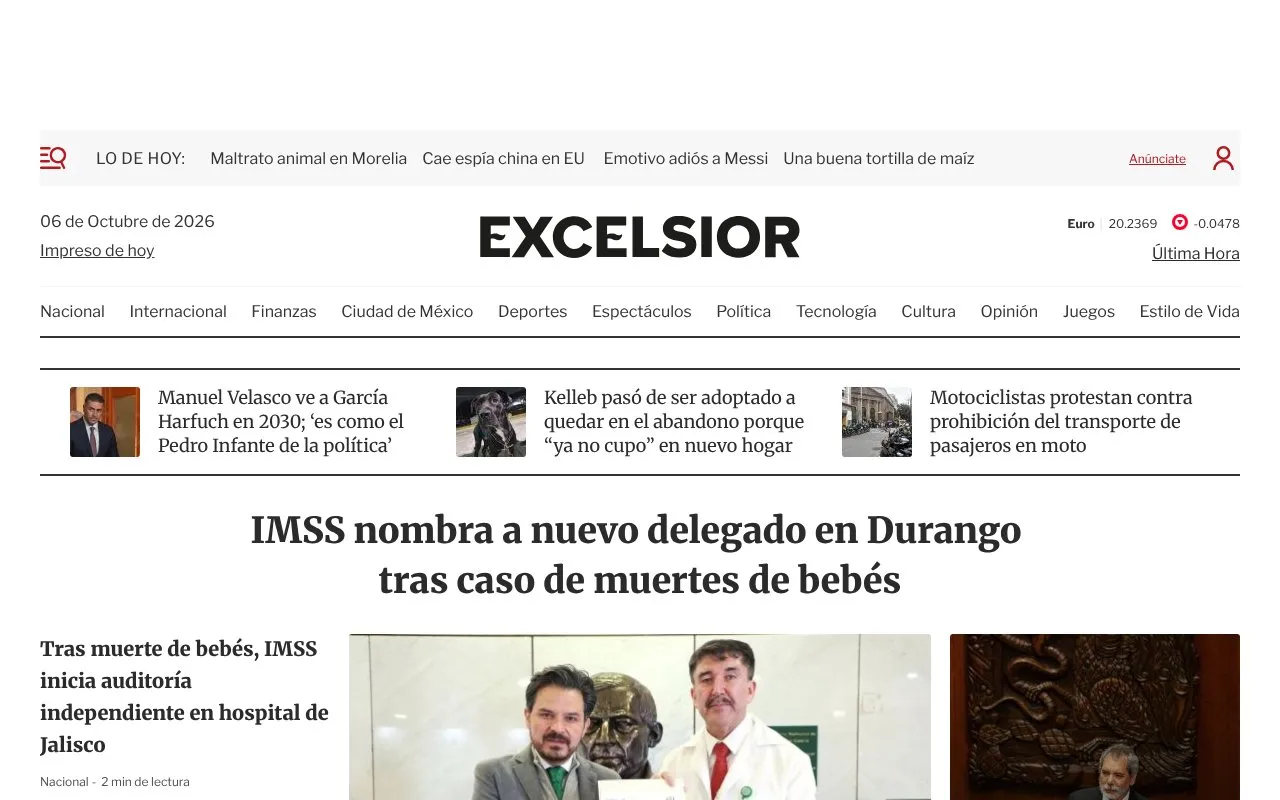 Excélsior homepage screenshot