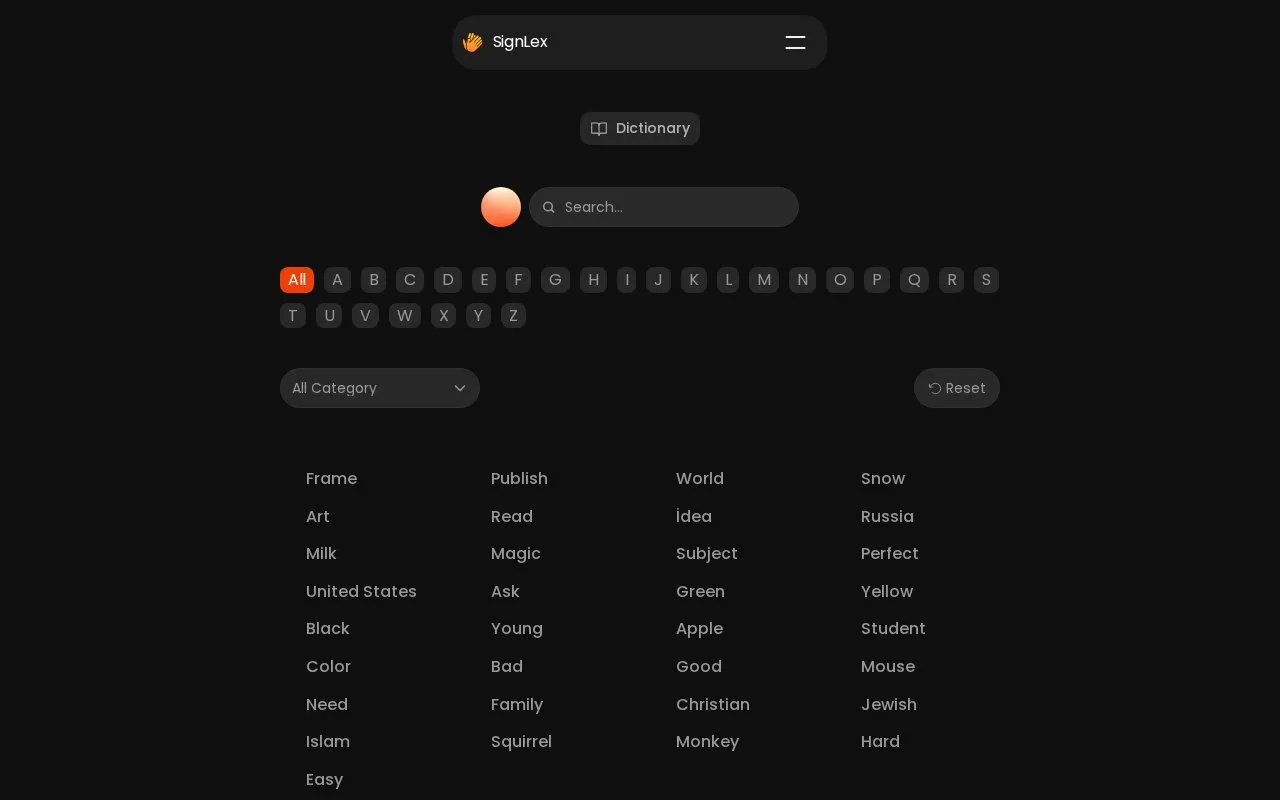 SignLex homepage screenshot