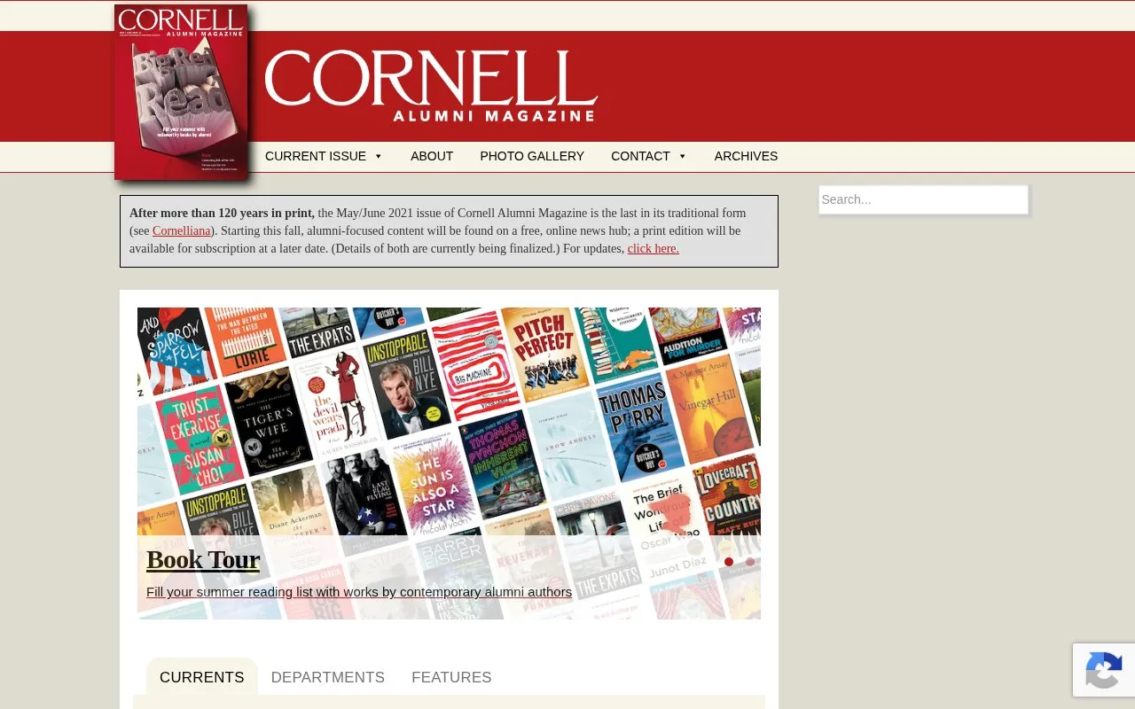 Cornell Alumni Magazine homepage screenshot