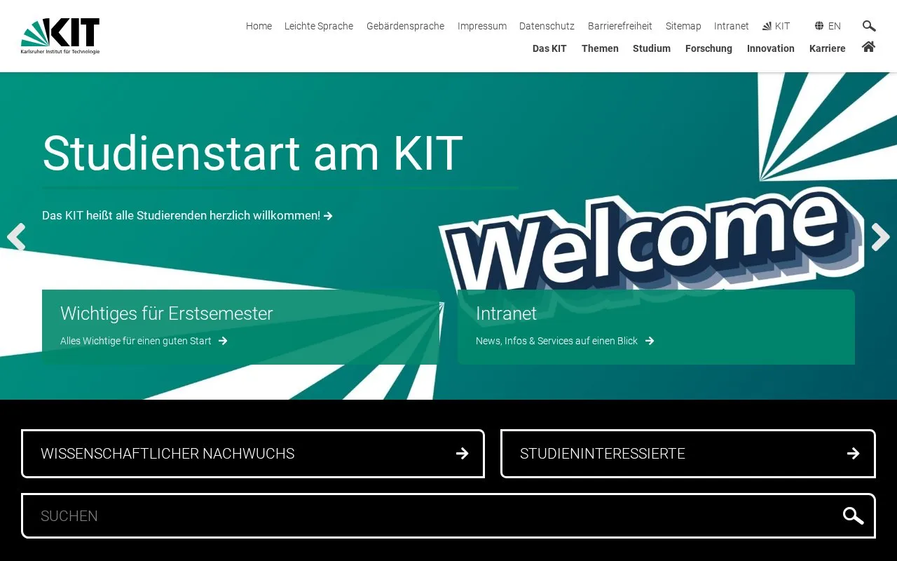 Karlsruher Institut fur Technologie homepage screenshot