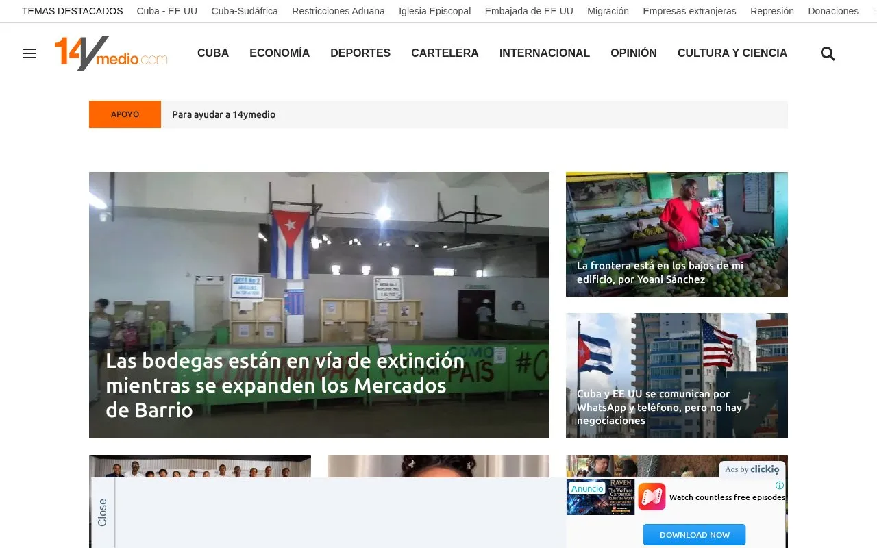 14ymedio homepage screenshot