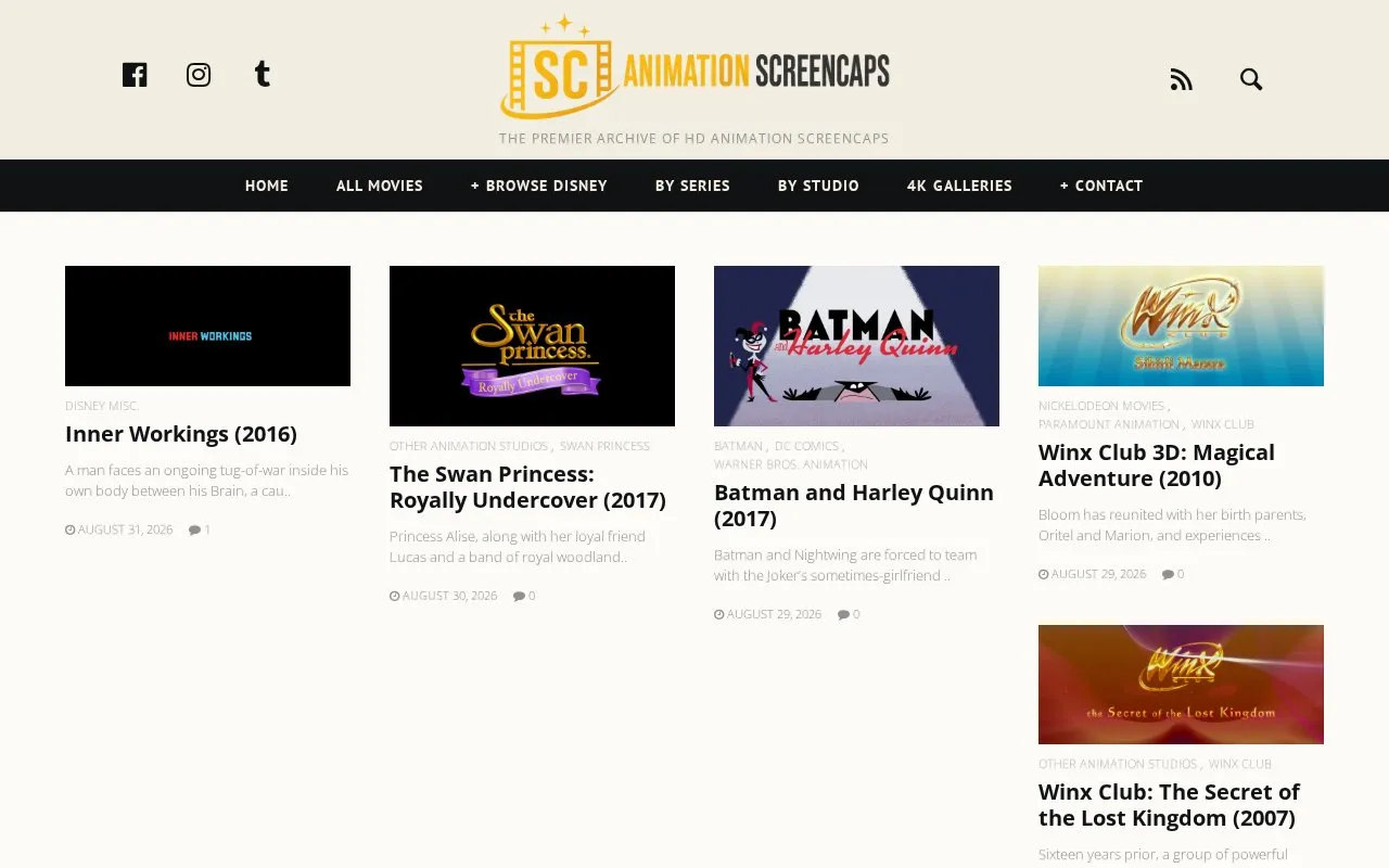 Animation Screencaps homepage screenshot