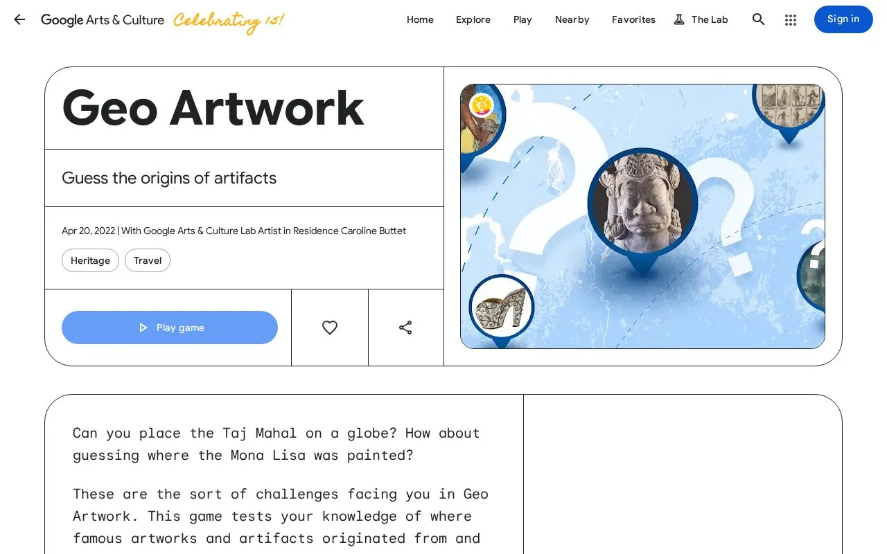 GeoArtwork homepage screenshot