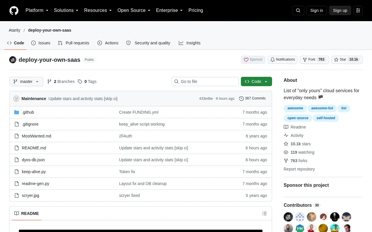 deploy-your-own-saas homepage screenshot