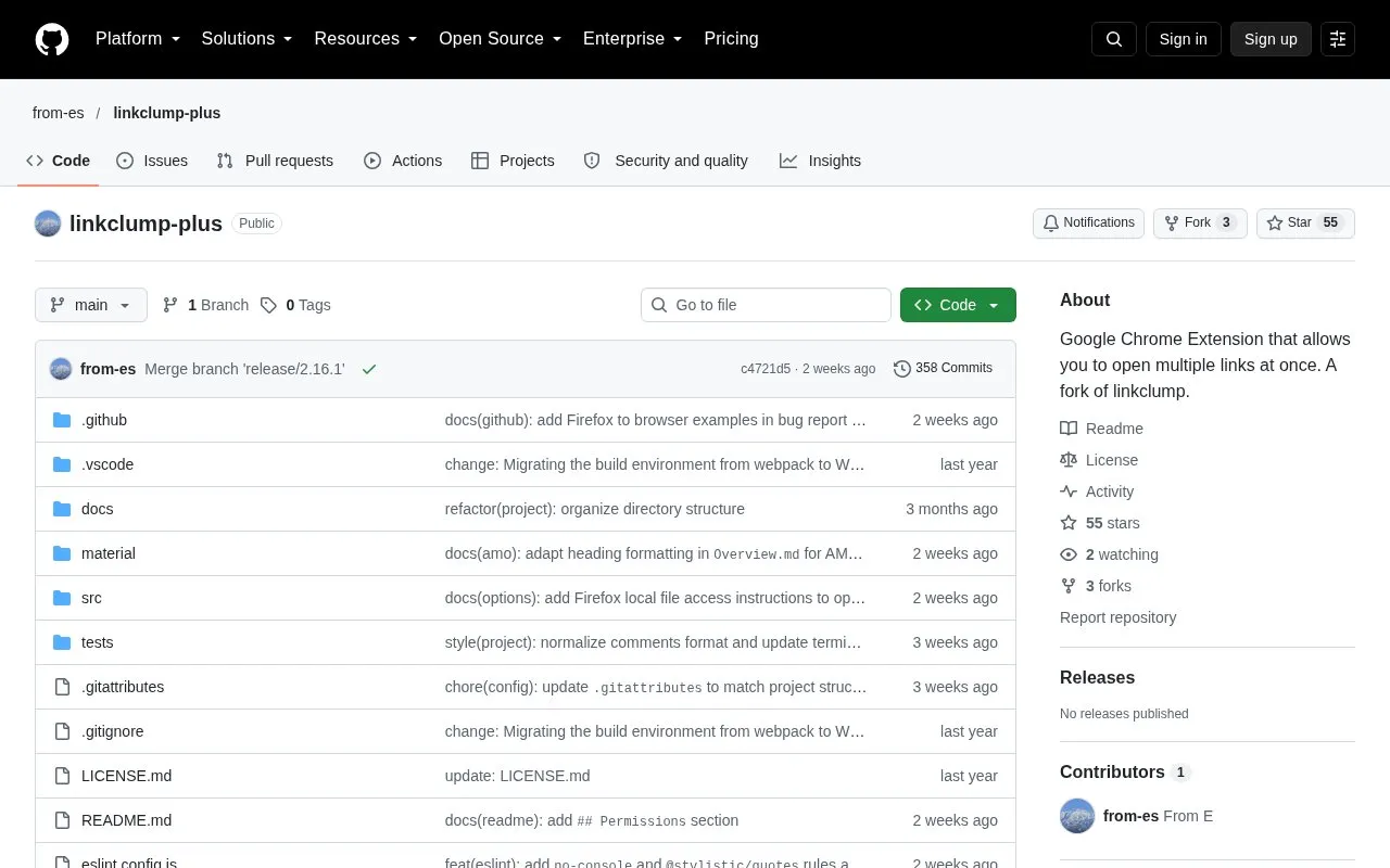 Linkclump Plus homepage screenshot