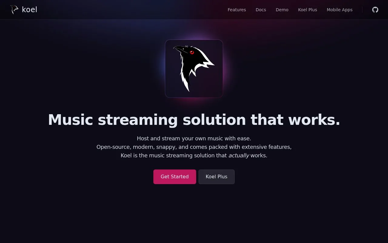 koel homepage screenshot