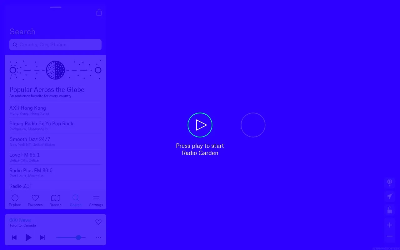 Radio Garden homepage screenshot