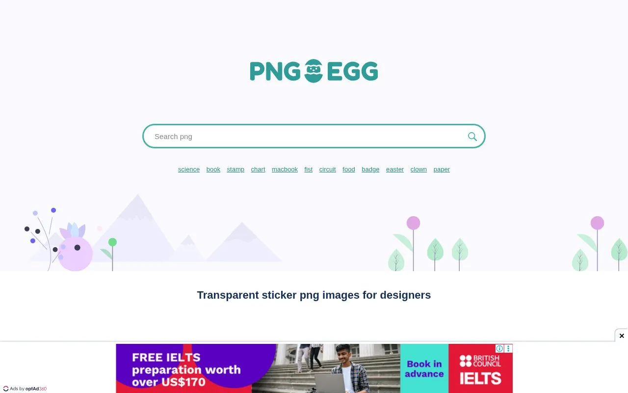 PNGEgg homepage screenshot