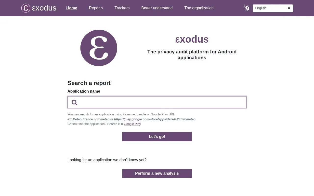 Exodus homepage screenshot