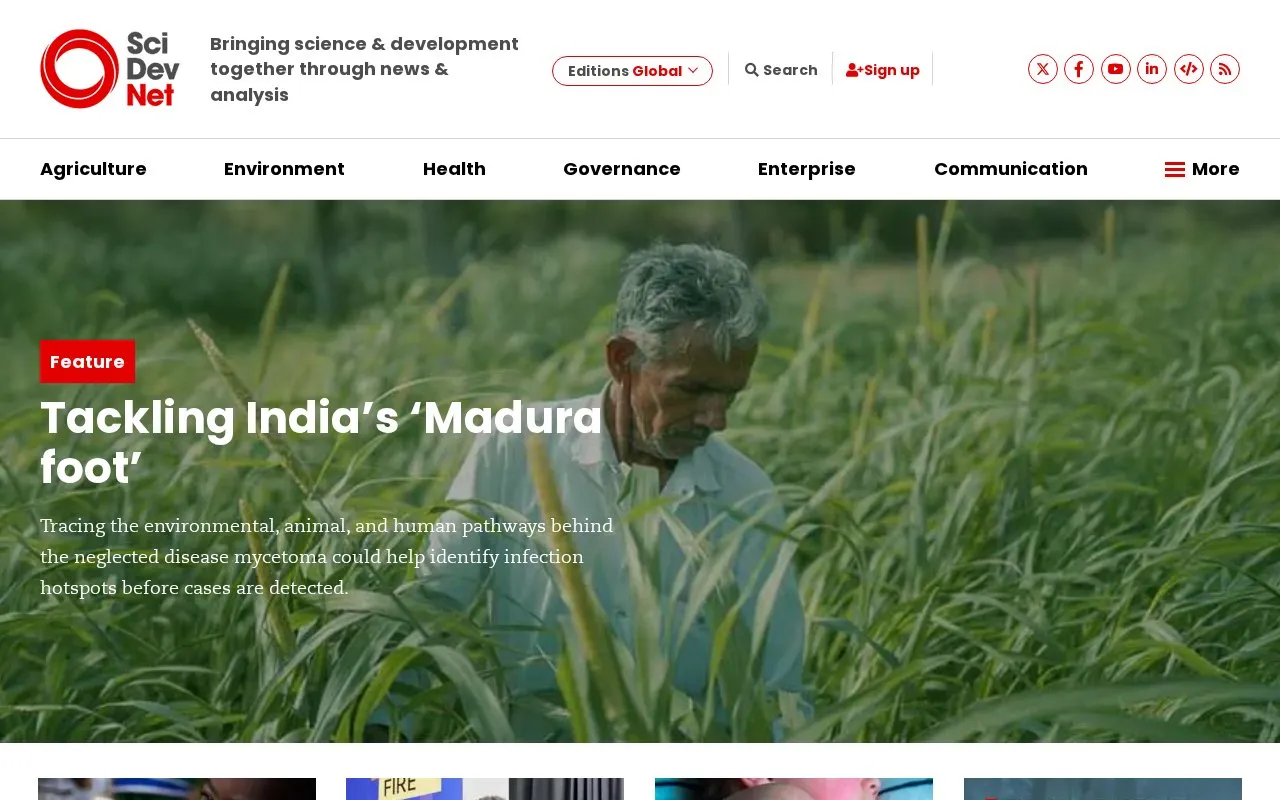SciDev.Net homepage screenshot