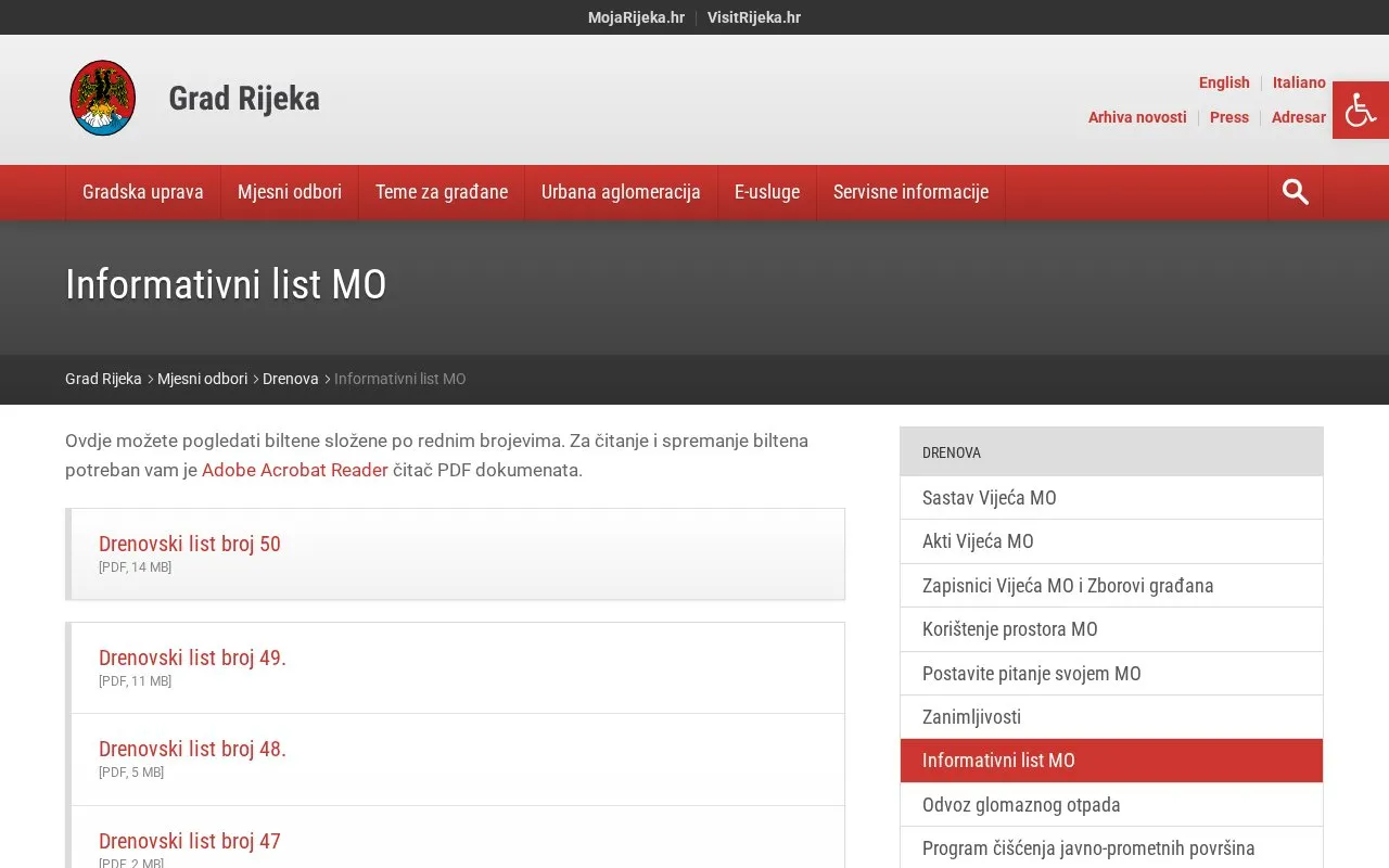 Drenovski list homepage screenshot
