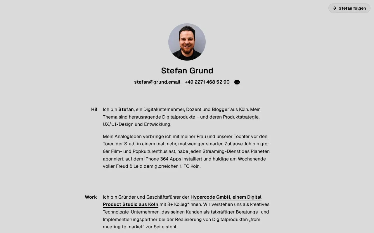 Stefan Grund homepage screenshot