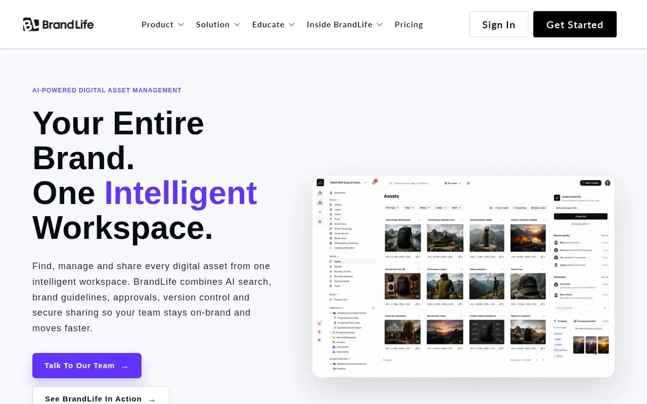 BrandLife homepage screenshot
