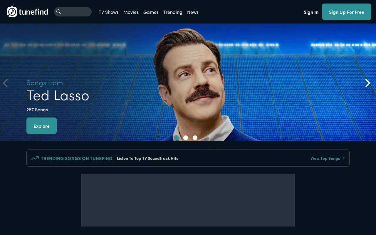 Tunefind homepage screenshot