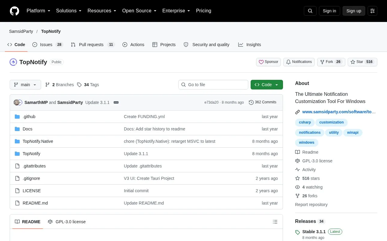 TopNotify homepage screenshot