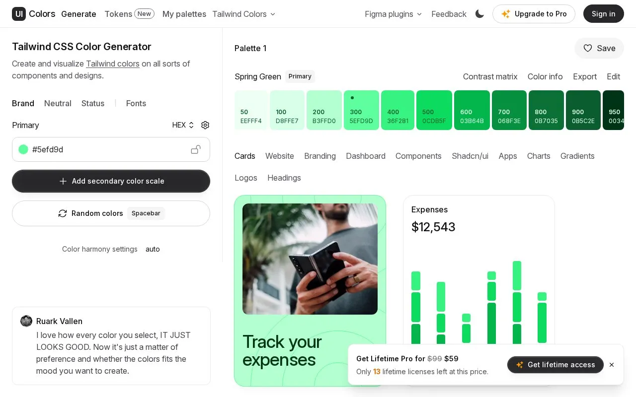 UI Colors homepage screenshot
