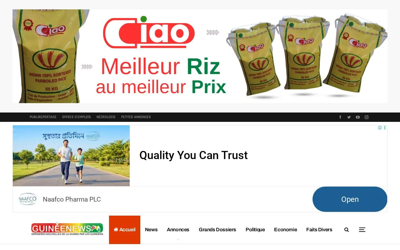 Guinéenews© homepage screenshot