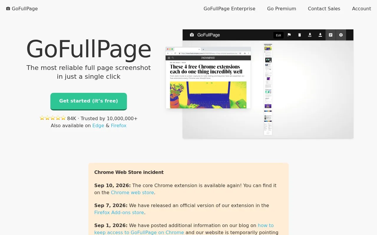 GoFullPage homepage screenshot