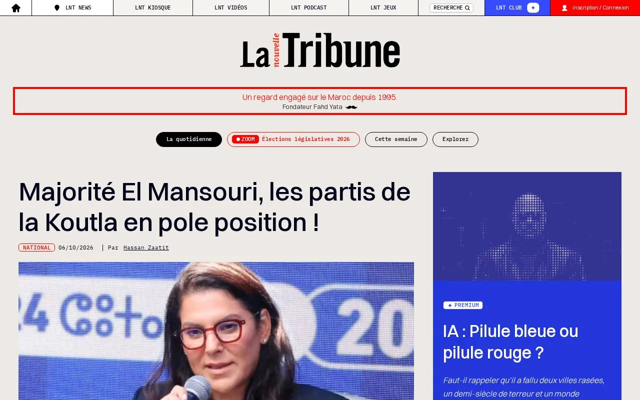 La Nouvelle Tribune homepage screenshot